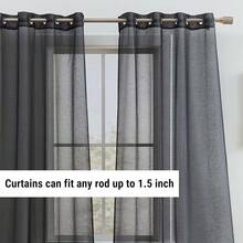 2 Cortinas de Gasa semitransparentes con Ojales para recámara y Sala de Estar (54 Pulgadas de Ancho x 84 Pulgadas de Largo, Gris Plateado) - Negro - Ver 5