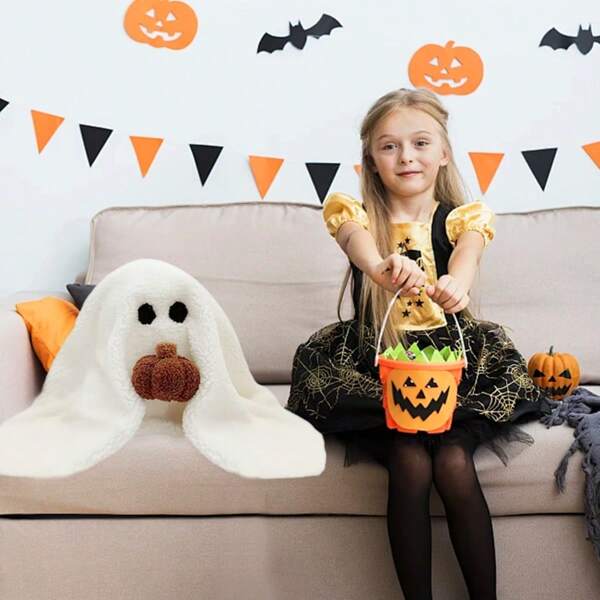 Pumpkin Ghost Personality Throw Pillow. Cute, Comfortable, Suitable For A Sofa In The Living Room, Placed At The Bedside, Suitable For Gift Giving During Festivals, For Children, For The Elderly, As A Birthday Gift