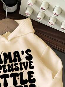 Young Girl Letter Pattern Warm Sweatshirt - Apricot - View 3