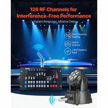 DMX Wireless Receiver, 7 Receivers & 1 Transmitter, 2.4G ISM Band, 656 Ft Transmission Range, Rechargeable Battery, Wireless Stage Lighting Control, For LED Stage Party DJ Bar Lighting, Silver - US A Type Plug(110-127V) - View 2