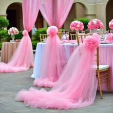 1 件超大 630 英寸樱花粉色透明欧根纱面料 - 公主主题婚礼拱门、楼梯椅装饰、DIY 派对背景、生日、周年纪念、圣诞节、情人节 - 柔软质地材料、无需电力、婚礼装饰、节日背景、多功能装饰薄纱