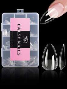 120/240片短杏仁指甲片软凝胶透明凝胶指甲片半哑光全覆盖指甲片亚克力预锉按压假指甲片用于指甲延长家庭DIY美甲按压指甲美甲用品