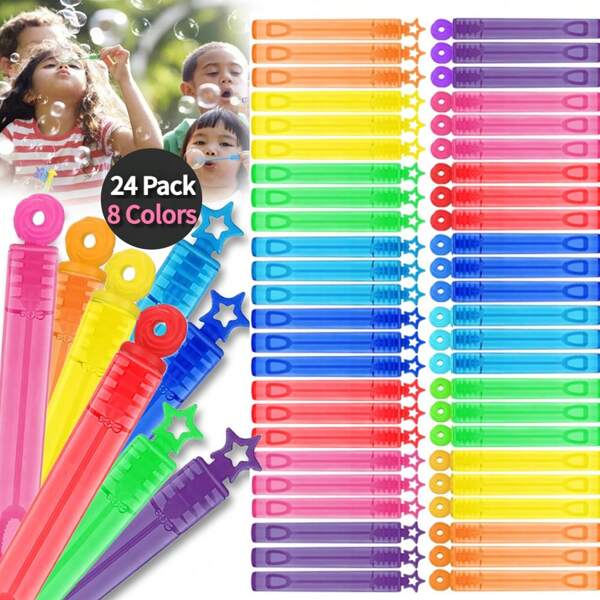 24 Piece 8 Colors Mini Bubble Wands, Bulk Party Favors, Birthday Gifts, Classroom Prizes, Goodie Bag Stuffers