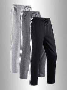 男士休闲直筒裤，适合健身训练和户外活动，是送给男友的绝佳礼物，黑色春季款 - 黑色 - 查看 1