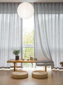 1 件亚麻现代亚麻纱窗帘 - 日式亚麻风格，杆袋设计，适用于客厅和卧室 - 透明轻质滤光窗帘，客厅窗帘，卧室窗帘（面料重量 160 克） - 灰色 - 查看 2