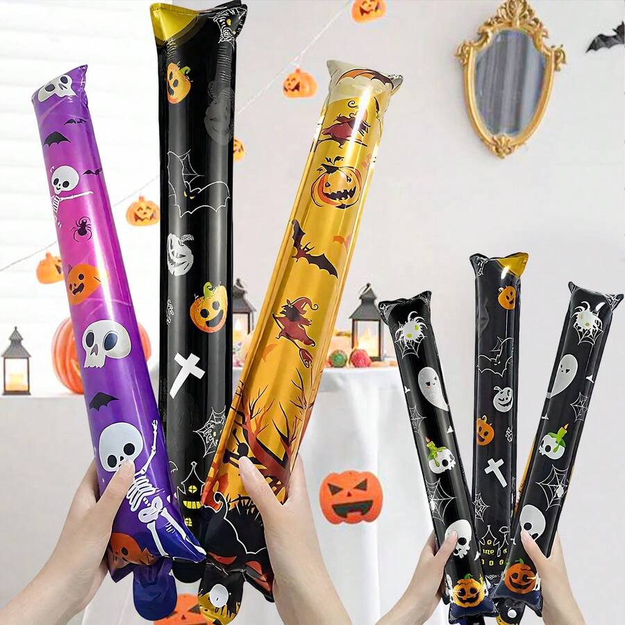 4 Stücke/8 Stücke Halloween Fledermaus Ballon Set, enthält 12 Stücke/Set Fledermaus Aufkleber, Schädel, Fledermaus, Kürbis, Hexe, Spinne Geist Muster, geeignet für gruselige Halloween Nacht Party Dekoration, Trick or Treat Party Dekoration, Halloween Dekoration, Geburtstags Party Dekoration