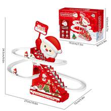 Đồ chơi leo cầu thang âm nhạc chủ đề Giáng sinh kèm xe hơi mini, đồ chơi leo cầu thang tự động, xe đồ chơi trượt đường ray điện thú vị, món quà Giáng sinh thích hợp cho bé trai và bé gái vào dịp Halloween (Không bao gồm pin) - Nhiều màu - Xem 6