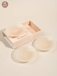 2pcs/4pcs Women's Solid Milk Patch, Soft And Skin-Resistant, Waterproof And Sweatproof, Portable Gift Box, Suitable For Women's Underwear Accessories For Sundress Dresses And Wedding Dresses