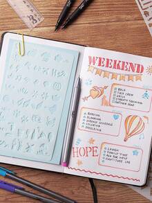 12/20/30 件报纸会计笔记本绘图模板 DIY 剪贴簿镂空花卉边框尺子 - 白色 - 查看 7