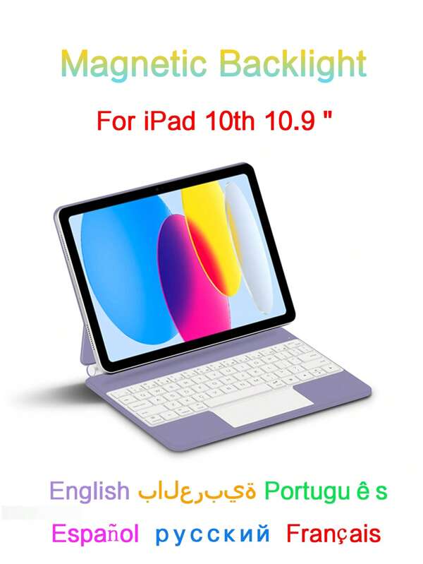 1 Funda de teclado mágico rosa para iPad de 10.a generación de 10.9 pulgadas 2022 2020, funda de teclado inteligente para iPad10 A2757 A2696 A2777 A3162, tableta para 2025 iPad A16 11.a A3354 A3355 A3356, retroiluminación magnética y panel táctil