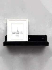 1pc No Hole Drilling 11.8-Inch Black Acrylic Wall Floating Shelf, Wall Mounted Children's Book Display RackRoom Decor - Black - View 4