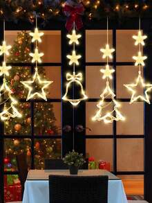 3pcs Warm Yellow Light Christmas Window Lights Decoration, LED Suction Cup Lights Christmas Decoration, Christmas Bells, Christmas Tree, Pentagram LED Suction Cup Lights, 19.7*6.3in, Battery Powered, Indoor Outdoor Christmas Tree Fireplace Window Room Decoration, Home Decor, Christmas Decorations, Bedroom Decor, Party Decor Holiday Festival, Used For Wedding Gift New Year Party Terrace Garden Window Decoration (Batteries Not Included)