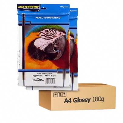 Papel Fotográfico Foto 180g Masterprint A4 Glossy 50 Folhas Premium Brilhante
