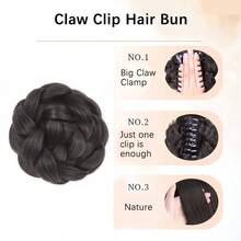 LYSW 编织发髻假发爪夹，花发髻发圈，天然假发髻造型工具 HA2832 发饰 秋季配饰