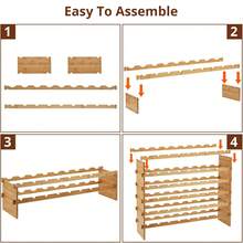 Stackable Modular Wine Rack For 36/48/72 Bottles, Wooden Wine Storage Rack, Bamboo Wine Display Racks, Wobble-Free Wine Holder, Freestanding Floor Wine Bottle Rack For Bar And Cellar - Khaki - View 10