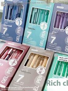 7/6支/套伸缩圆珠笔组合套装，多种颜色，快干墨水，适合学生，黑色