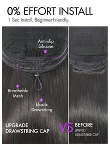 Bone Straig Invisi Strap 6x4 Closure Human Hair Lace Wig Pull Go Wigs With Elastic Drawstring 4x6 Glueless Wigs Human Hair For Women Brazilian Hair Wigs - Natural Black - 查看 7