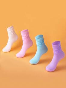 4 pares de calcetines holgados lisos, calcetines gruesos sencillos y cálidos para pantorrilla para otoño e invierno, medias y pantimedia para mujer - Multicolor - Ver 11