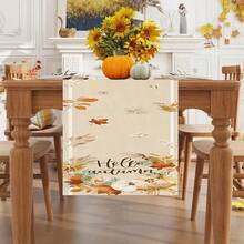 1/25pcs Autumn Theme, Pumpkins And Maple Leaves, Letters Printed Linen Table Runner, Suitable For Festival Parties, Birthday Banquets, Kitchen And Dining Room Decoration, Furniture And Home Textile Decoration. It Is A Multi-Purpose Home Decor Suitable For All Seasons, Perfect For Party And Festival Decorations, And Also An Excellent Gift For Parents And Friends.