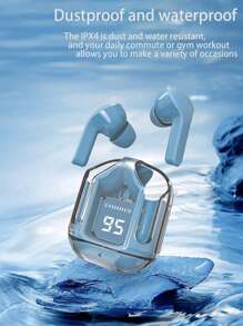 Transparent True Wireless Bluetooth Earphones, In Ear Noise Reduction Earphones, Microphone High Fidelity Stereo, Gaming Earphones USB Charging Suitable For Call And Outdoor Sports, Silicone Protective Case For Earphones