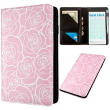 Server Book, Server Books For Waitress, Leather Server Book With Zipper Pocket, Cute Server Book, Waitress Book Fit Server Apron (Pink Leopard) - Roses - View 1
