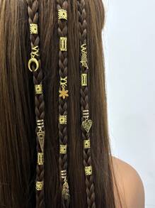 36/35/26pcs Gold Mixed Dreadlock Set, Personalized Street Party Braid Hair Clips Decorative Hair Accessories