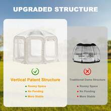 Tenda a scomparsa trasparente, tenda da campeggio impermeabile a cupola, gazebo a scomparsa, tenda a cupola a forma di bolla per esterni, per 4-6 persone, per ristoranti e campeggio. - Beige - Visualizzare 8