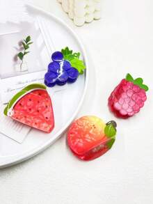 1 pieza Pinza de pelo de acrílico con diseño creativo de fruta, pinza de pelo linda adecuada para uso diario casual, accesorios para el cabello de verano - Multicolor - Ver 10