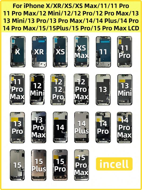 INCELL Display Screen Assembly For IPhone X, XR, XS Max, 11 Pro Max, 12 Pro Max, 13 Mini, 12 Mini, 14 Pro Max, 16 Pro Max, 15 Plus