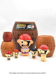 Christmas Decoration 1set Pirate Bucket Children's Toy Interactive Small Board Game Trick Trick Sword Bucket