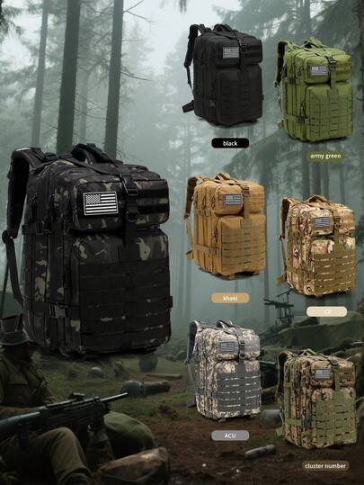 Ba lô chiến thuật 45L dành cho nam, ba lô leo núi, bộ 3 món sinh tồn ngoài trời, ba lô MOLLE EDC phù hợp cho leo núi, săn bắn, câu cá.