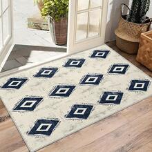 3x5 Rugs, 2x3 Rug, Southwestern Rustic Area Rug, Colorful Geometric Door, Washable & Non - Slip Small Carpet, Home Decor - 米色海軍藍 - 查看 4