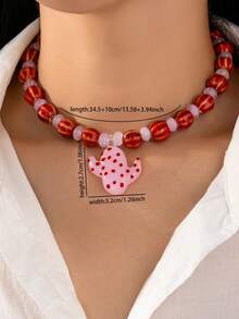 1 chiếc vòng cổ hạt gốm thủ công dành cho nữ, vòng cổ hạt bí ngô nhiều màu với mặt dây chuyền hình xương rồng và sao biển hình con tôm hùm (Màu sắc và hình dạng ngẫu nhiên) - Nhiều màu - Xem 9