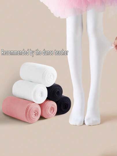 1/3 件女童天鹅绒紧身裤 - 柔软有弹性的纯色舞蹈和秋冬季日常紧身裤，可手洗（白色、粉色、黑色），优雅童装，高弹性，舒适贴身