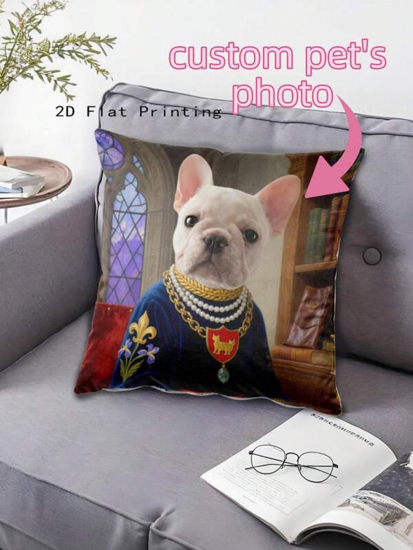 1 pieza Funda de almohada decorativa con retrato de mascota personalizado y divertido, retrato real de Drácula, sin relleno de almohada, adecuado para decoración del hogar, 40*40cm, 45*45cm, 50*50cm