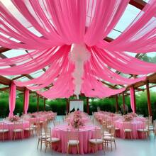 1 件超大 630 英寸樱花粉色透明欧根纱面料 - 公主主题婚礼拱门、楼梯椅装饰、DIY 派对背景、生日、周年纪念、圣诞节、情人节 - 柔软质地材料、无需电力、婚礼装饰、节日背景、多功能装饰薄纱