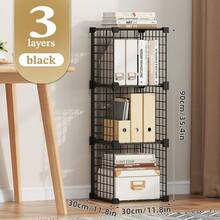 1pc Cubic Storage Organizer, Cubic Cabinet Organizer And Storage, Metal Wire Rack, Modular Stackable Shelves, For Home, Office, Kids Room, Black Cubic Storage Box - Multicolor - View 15