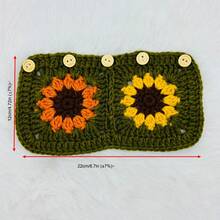 onEternal Handmade Crochet Olive Green Sunflower Steering Wheel Cover And Seatbelt Cover Car Decor Set