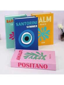 Juego decorativo de 3 libros de unicolor (no se pueden abrir) - Serie de viajes, estilo moderno, estilo de lujo, para sala de estar, exhibición de escritorio, decoración del hogar, accesorios fotográficos, regalos perfectos para la decoración del hogar, regalo de Año Nuevo - Albaricoque - Ver 3