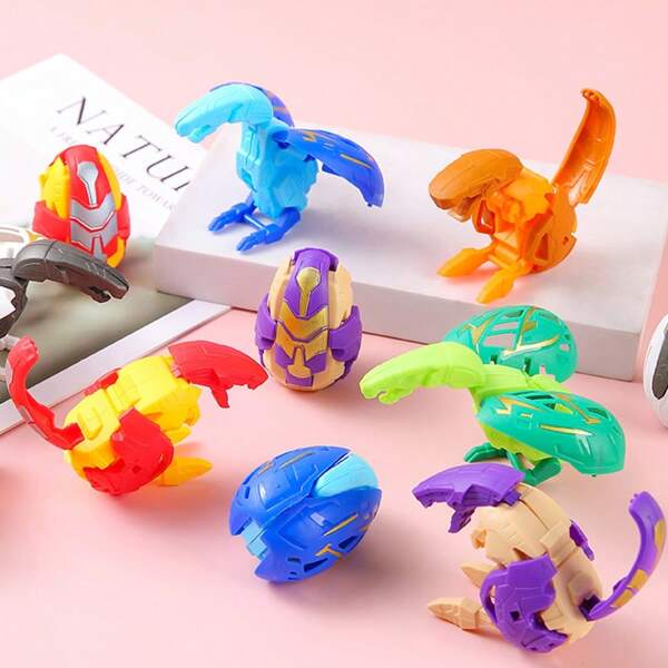 5 piezas Huevos de dinosaurio mecánicos Tyrannosaurus Rex realistas que se transforman, huevos sorpresa de bestias feroces eclosionando, de material ABS, juguetes transformables para niños, regalos de cumpleaños/Navidad/Halloween para preescolar y escuela primaria