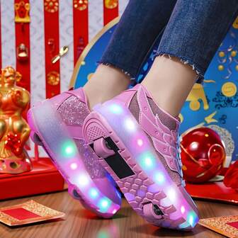 LED Winged Low-Top Roller Skates With Multi-Color Lights - Breathable Inline Skates For Girls, Outdoor Rapid Skating Shoes For All Seasons With Removable Wheels, Fashionable Design And Safety Features