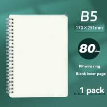 Promoção de Materiais Escolares, Caderno com Capa Transparente de PP, Bloco de Notas em Branco, Tamanhos A4, A5, B5, A6, Cadernos Espirais, Papel de Caderno em Branco com Grade Horizontal, Cadernos Espirais para Estudantes