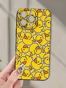 1 pieza Funda de teléfono de TPU con protección de lente de cobertura total y diseño de pato lindo con ojos de ángel negros compatible con Apple & Series - Multicolor - Ver 3