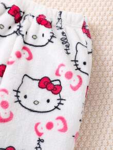 Sanrio Nowe jesienne i zimowe dziewczęce spodnie do spania, autoryzowane przez Sanrio z nadrukiem Hello Kitty i pluszowymi grubymi spodniami do spania, modne, słodkie i urocze, odpowiednie do noszenia w domu i w akademiku