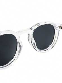 Premium Retro Vintage Oldstyle Round Sunglasses Acetate UV400 Sun Protection Unisex - Crystal - View 7