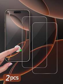 قطعتان من زجاج مقسى لحماية الشاشة الكاملة، غشاء حماية زجاجي مقسى متوافق مع هواتف أبل 16 برو ماكس، 15 برو ماكس، 15 برو، 14 برو ماكس، 13، 12، 11 لحماية الشاشة الكاملة