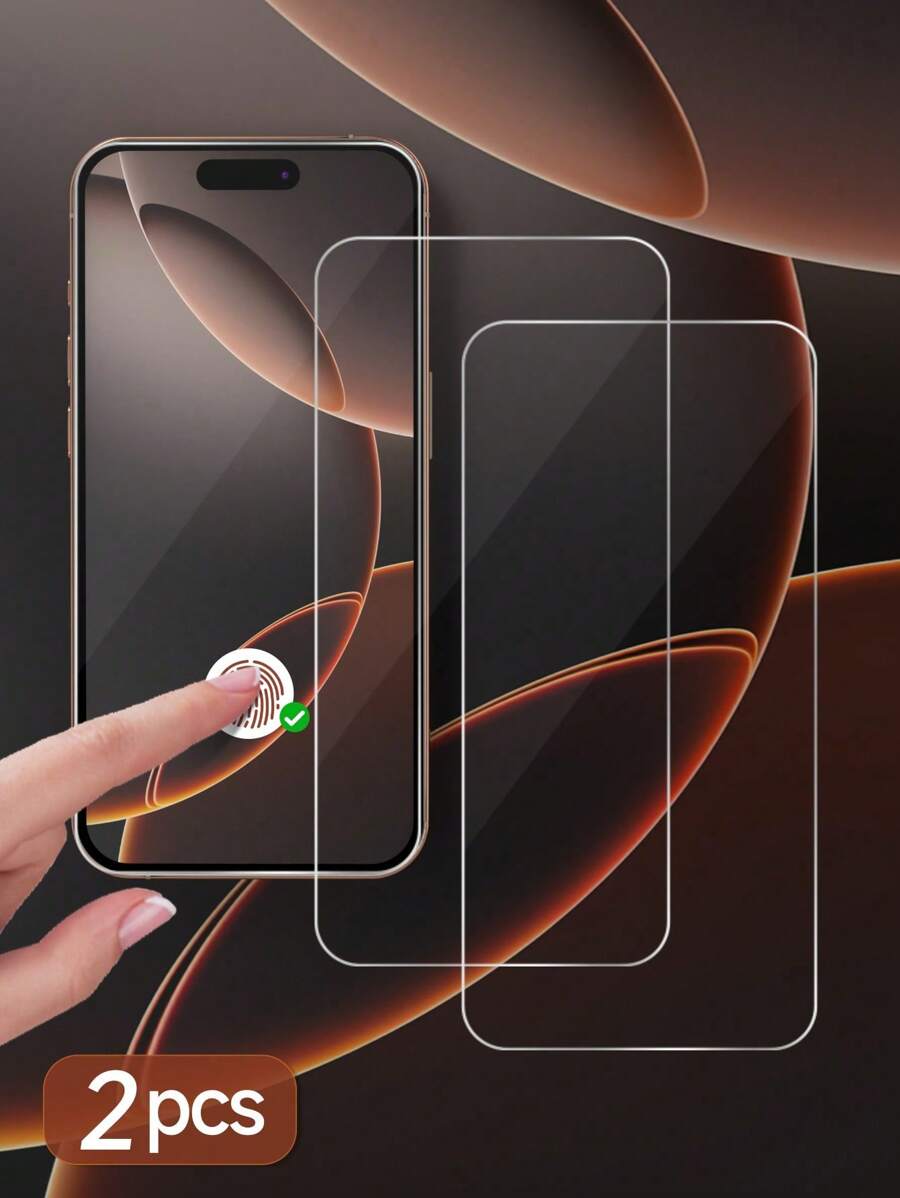 قطعتان من زجاج مقسى لحماية الشاشة الكاملة، غشاء حماية زجاجي مقسى متوافق مع هواتف أبل 16 برو ماكس، 15 برو ماكس، 15 برو، 14 برو ماكس، 13، 12، 11 لحماية الشاشة الكاملة