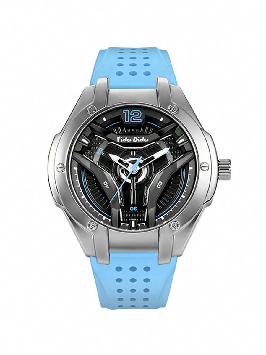 Fido Dido Reloj de cuarzo marca FidoDido - Correa de silicona resistente al agua 50M, movimiento de cuarzo japonés, esfera grande de 50mm, diseño deportivo, de moda, casual y clásico, perfecto como regalo para hombres y estudiantes - mirar - Ver 1