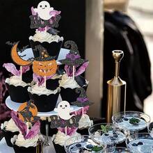 12 miếng mút xốp hình chú dơi và xe ngựa hình phù thủy trang trí bánh cupcake chủ đề ác mộng trước Giáng sinh dùng để trang trí bánh sinh nhật - Nhiều màu - Xem 12