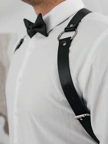 Men's Leather Harness - Adjustable Shoulder Strap Chest Harness - Handmade Genuine Leather Body Accessory - Gothic Punk Festival Outfit For Men For Going Out Outfit Wedding Party And For Gift Halloween Accessories, Halloween Costumes Autumn-Winter Accessories Halloween Costume,Suitable For Teens, Youth,Men,Casual, Outdoor, Athletic, Vacation, Graduation Gifts, Birthday, Daily Wear - Black - View 8